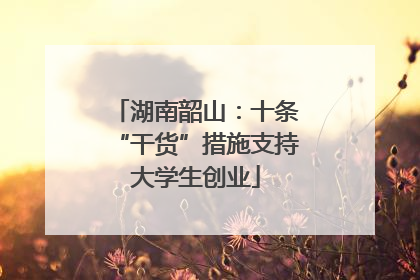 湖南韶山：十条“干货”措施支持大学生创业